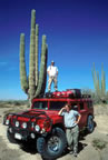 Coleen, Jess, and giant cardon cactus in 2002